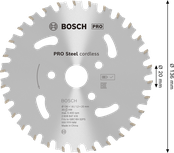 Akumulátorový kotouč pro řezání betonářské oceli Bosch PRO Steel 136 mm.
